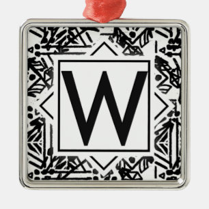 Boho W Monogram Metal Ornament