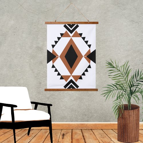 Boho wall carpet with wooden frame hanging tapestry