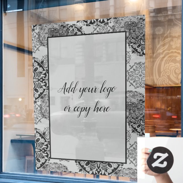 Boho Warm Grays Mandalas  Window Cling (Cafe Window)