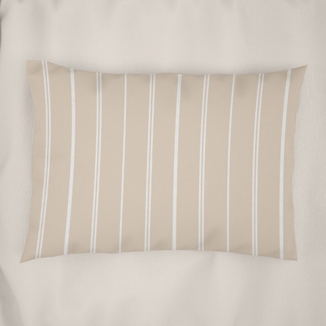 Boho Warm Neutral Striped Pattern Minimalist Sand Pillow Case (Creator Uploaded)