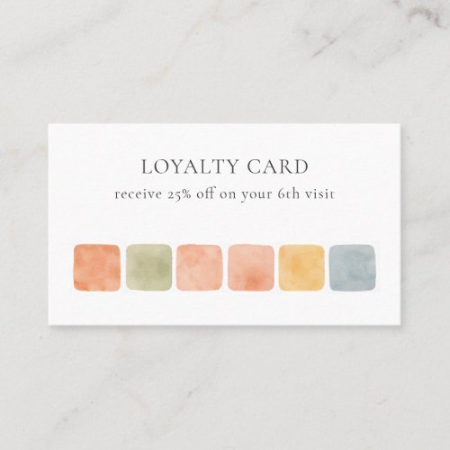 Boho Warm Pastel Tiles Pottery 6 PUCHES customer Loyalty Card
