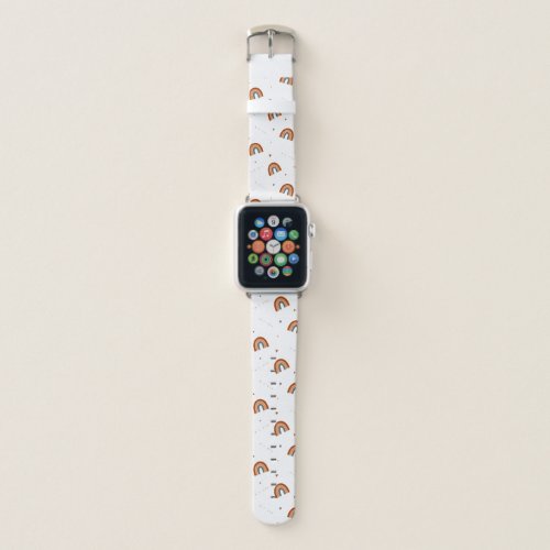 Boho warm style rainbows icon with hearts  apple watch band