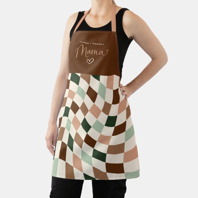 Boho Warped Checker Personalized Mama Apron (Insitu)