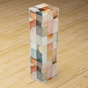 Boho Watercolor Abstract Art Wine Box