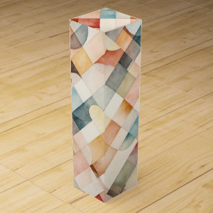 Boho Watercolor Abstract Art Wine Box