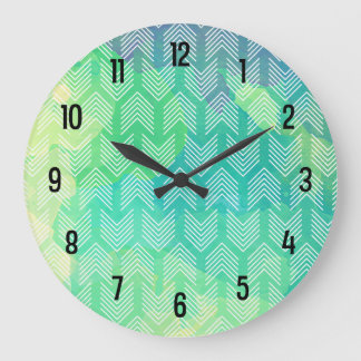 Boho Watercolor Arrows Geometric Pattern Large Clock