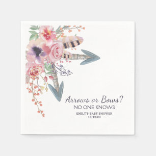 Boho Watercolor Arrows or Bows Baby Shower Napkins