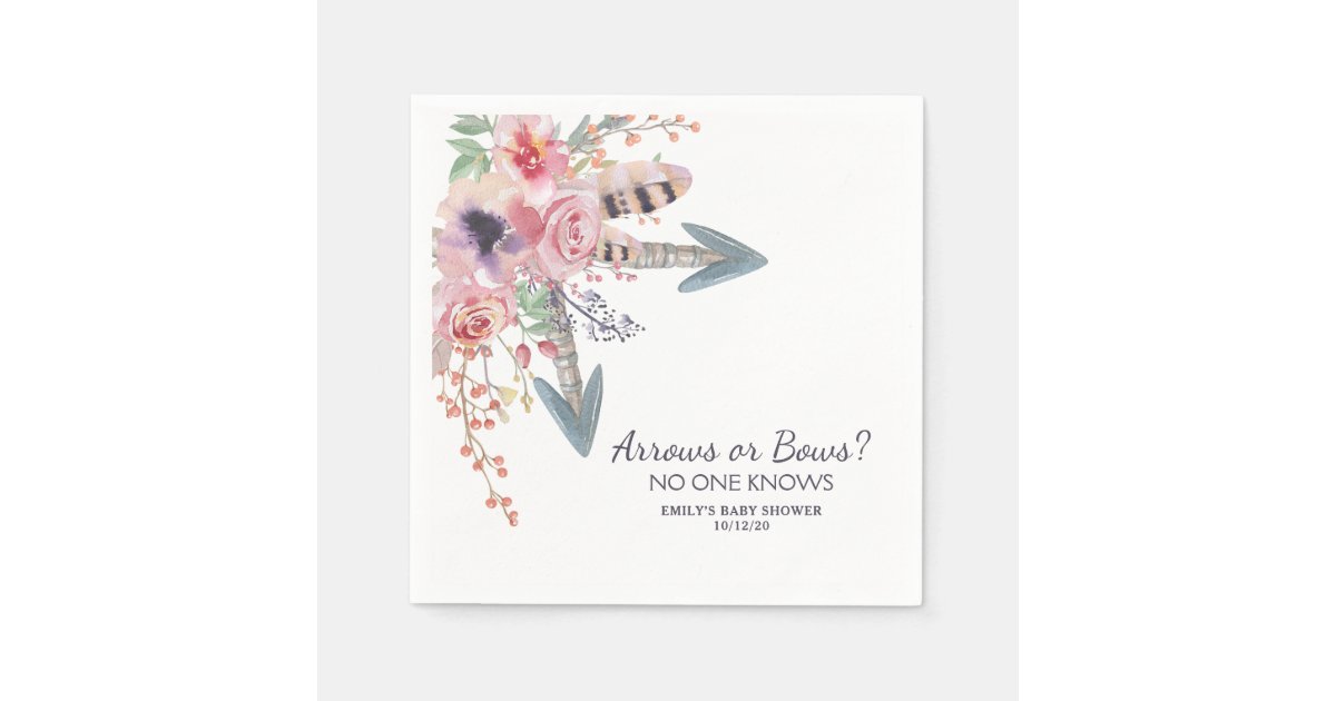 Boho Watercolor Arrows Or Bows Baby Shower Napkins Zazzle Com