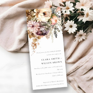 Boho Watercolor Autumn Floral Bunch Couples Shower Invitation