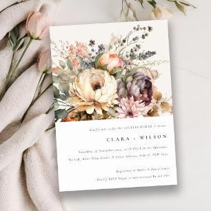 Boho Watercolor Autumn Floral Bunch Couples Shower Invitation