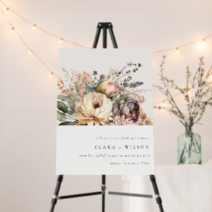 Boho Watercolor Autumn Floral Wedding Welcome Foam Board