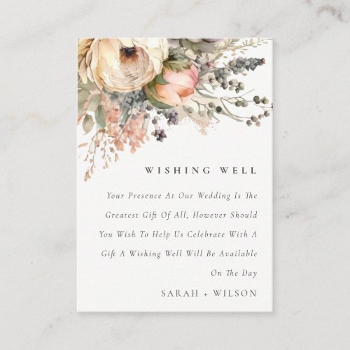 Boho Watercolor Autumn Floral Wedding Wishing Well Enclosure Card