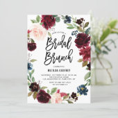 Boho Watercolor Autumn Floral Wreath Bridal Brunch Invitation (Standing Front)