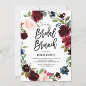 Boho Watercolor Autumn Floral Wreath Bridal Brunch Invitation (Front)