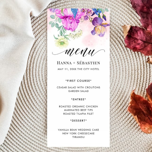 Boho Watercolor Autumn Flowers Menu (Creator Uploaded)