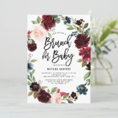 Boho Watercolor Autumn Wreath Baby Shower Brunch Invitation (Standing Front)