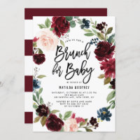 Boho Watercolor Autumn Wreath Baby Shower Brunch Invitation