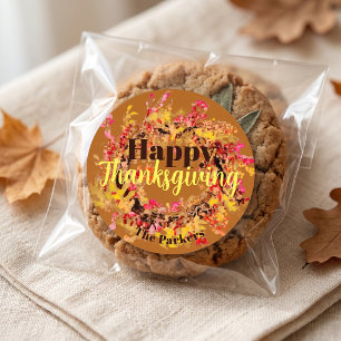Boho Watercolor Autumn Wreath Thanksgiving Favor Classic Round Sticker