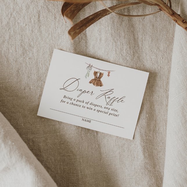 Boho Watercolor Baby Clothes Diaper Raffle Ticket Enclosure Card (Creator Uploaded)