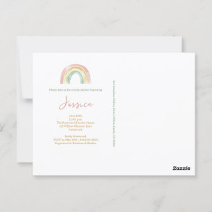 Boho Watercolor Baby Shower Invitation Postcard