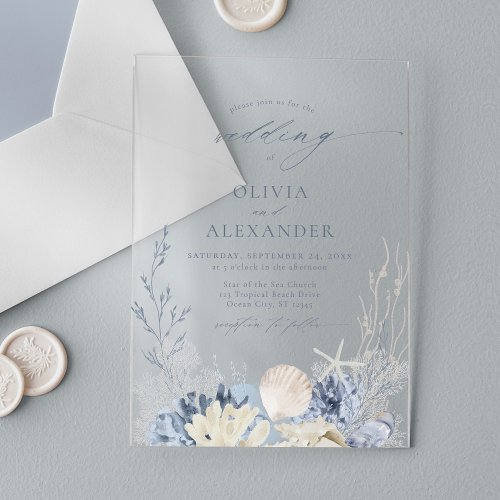 Boho Watercolor Beach Elegant Blue Wedding