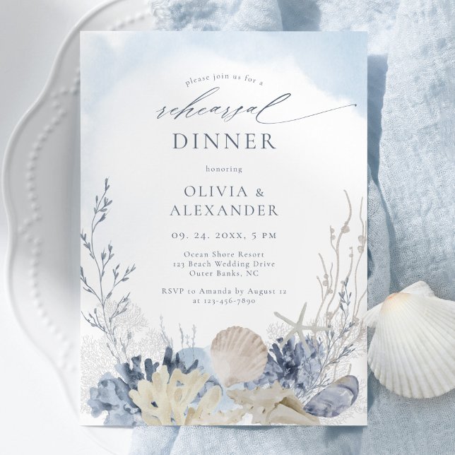 Boho Watercolor Beach Rehearsal Dinner Invitation (Creator Uploaded)