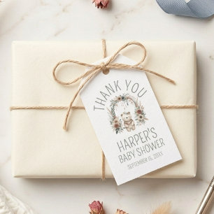Boho Watercolor Bear Baby Shower Favor Thank You Gift Tags