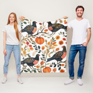 Boho Watercolor Birds – Artistic Nature-Inspired Fleece Blanket