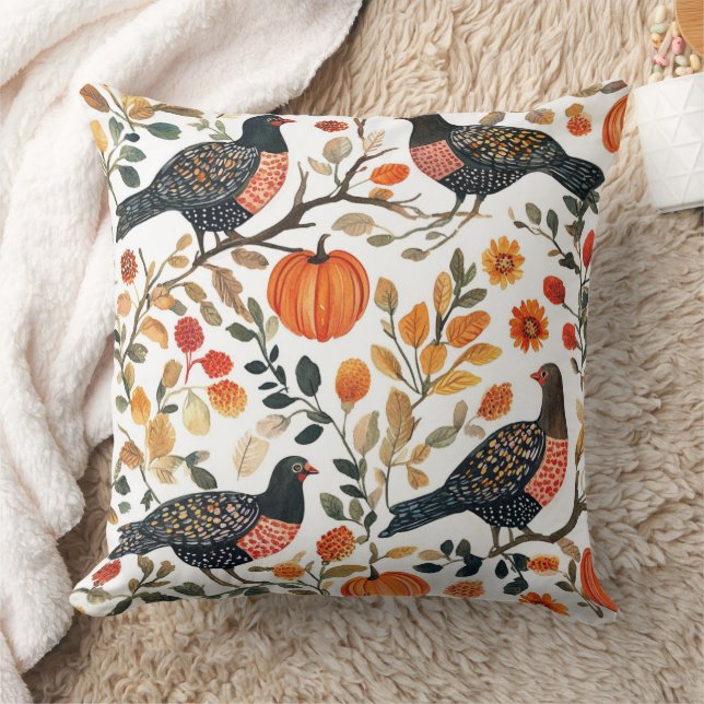 Boho Watercolor Birds – Artistic Nature-Inspired  Throw Pillow (Blanket)