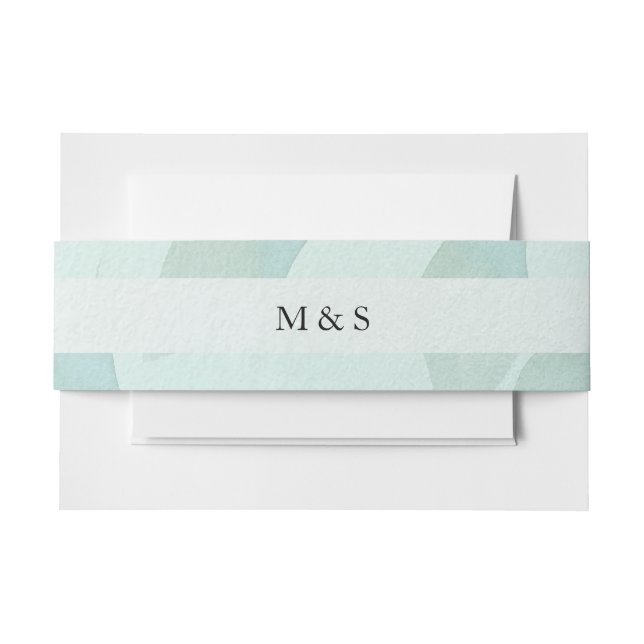 Boho Watercolor Blue Personalized Invitation Belly Band (Front Example)