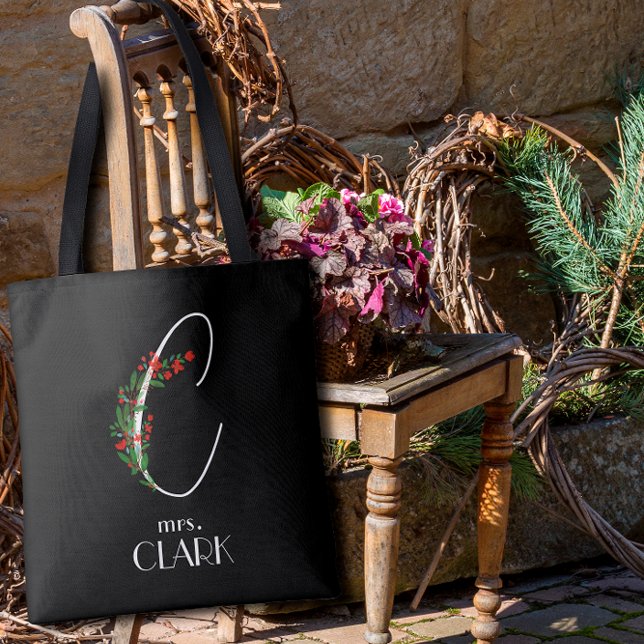 Boho watercolor botanic letter C Tote Bag (Creator Uploaded)