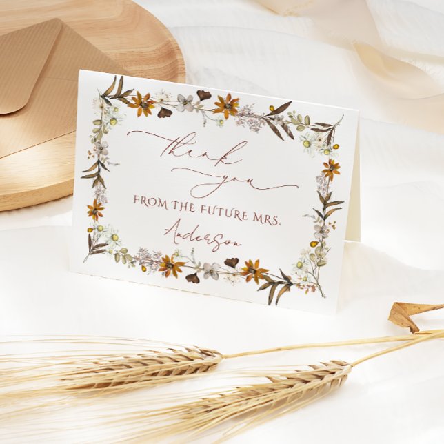 Boho Watercolor Botanical Bridal Shower Thank You Card (Creator Uploaded)