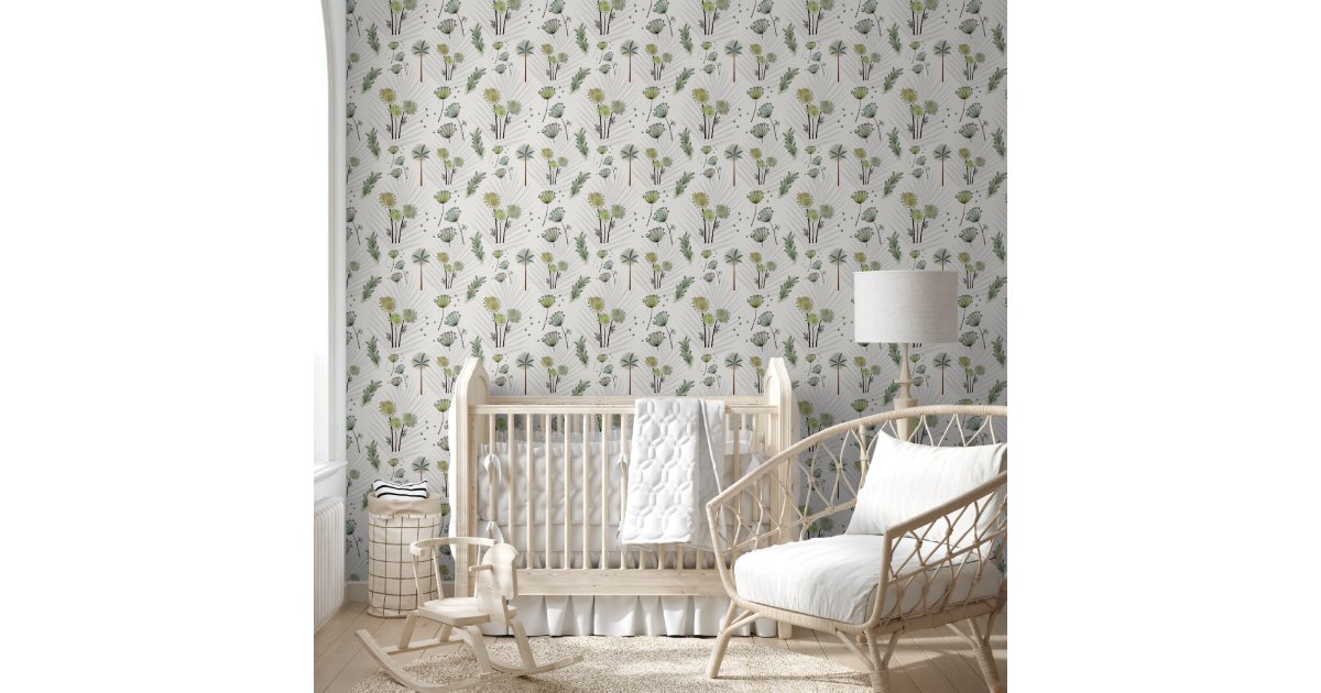 Boho Watercolor Botanical Flowers Wallpaper | Zazzle
