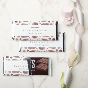 Boho Watercolor Brown Tile Hershey Bar Favors