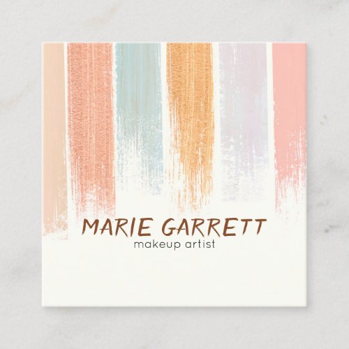 Boho Watercolor Brush Strokes Cool Square Business Card