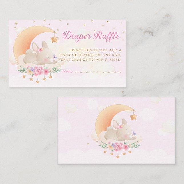 Boho Watercolor Bunny Baby Shower Diaper Raffle Enclosure Card (Front/Back)
