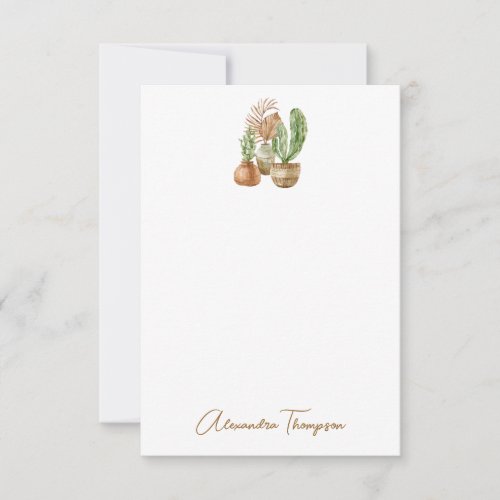 Boho Watercolor Cactus Pampas Plant Bridal Shower Thank You Card