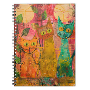 Boho Watercolor Cats – Earthy Feline Art (2) Notebook