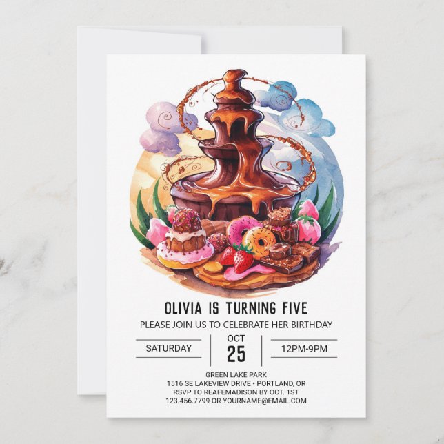 Boho Watercolor Chocolate Birthday Invitation (Front)
