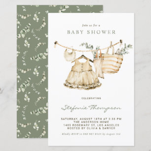 Boho Watercolor Clothesline Girl Baby Shower