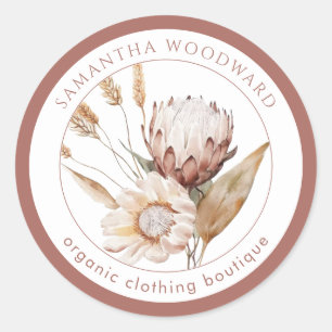 Boho Watercolor Clothing Boutique - Wildflowers Classic Round Sticker