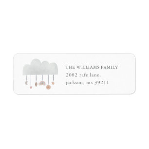 Boho Watercolor Cloud Gender Baby Shower Address Label