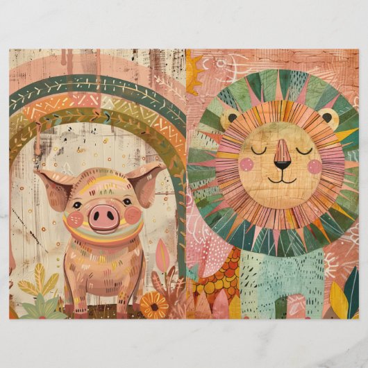 Boho Watercolor Colorful Animals Junk Journal (Back)