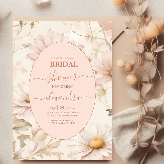 Boho Watercolor Daisy Bridal Shower Invitation (Creator Uploaded)