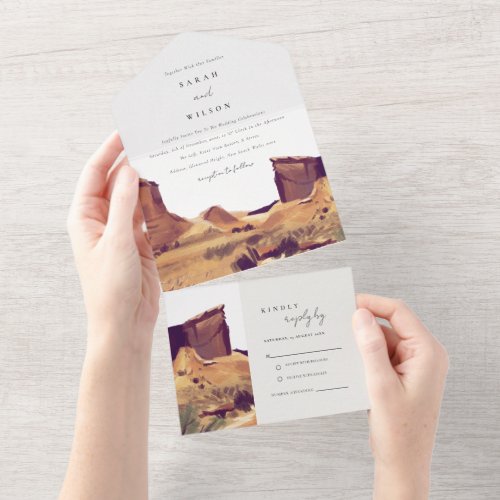 Boho Watercolor Desert Landscape Wedding Invite