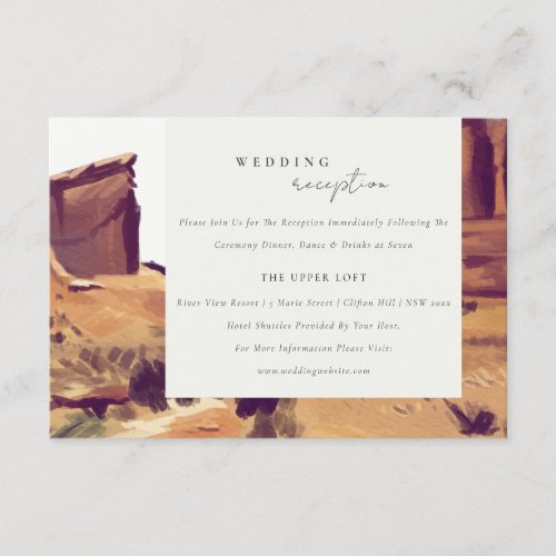 Boho Watercolor Desert Landscape Wedding Reception Enclosure Card