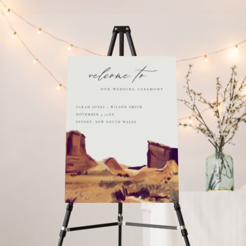 Boho Watercolor Desert Landscape Wedding Welcome Foam Board