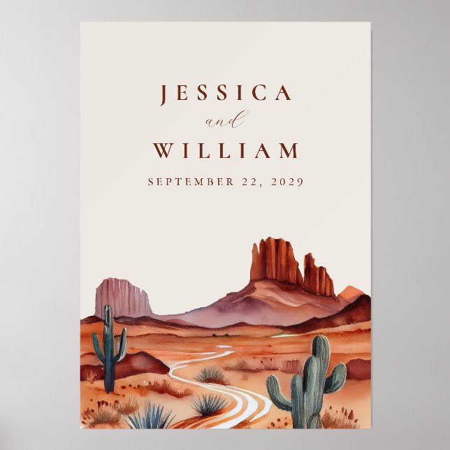 Boho Watercolor Desert Wedding Holder (Front)