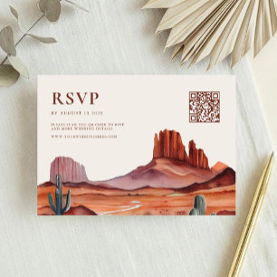 Boho Watercolor Desert Wedding RSVP Card