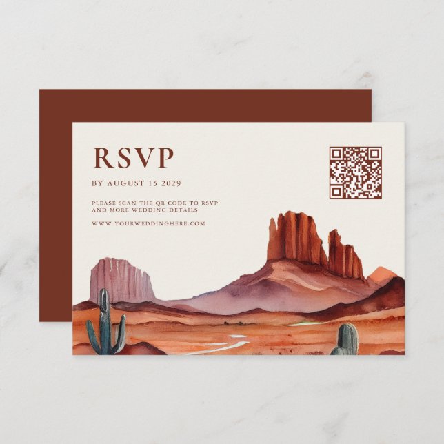 Boho Watercolor Desert Wedding RSVP Card (Front/Back)